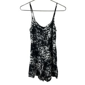 LEITH Black White Graphic Print Sleeveless V-Neckline Rayon Romper Size XS